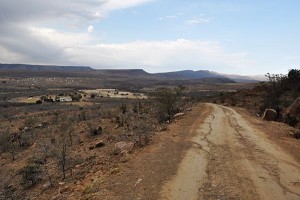 The road approaching the school